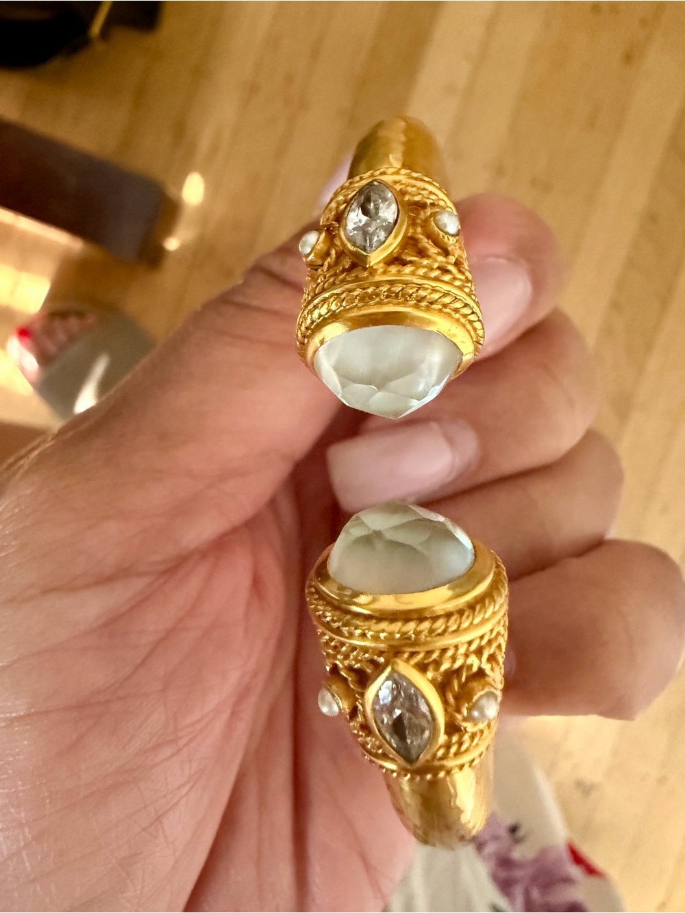 Julie Vos Gold-Tone Open Cuff Bracelet with Cabochon Accents - Women Jewelry - Picture 3 of 4